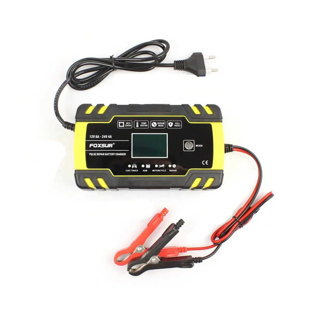 

12V 8A 24V 4A Full Automatic Car Battery Charger Power Pulse Repair Chargers Wet Dry Lead Acid Battery-chargers Digital LCD Disp