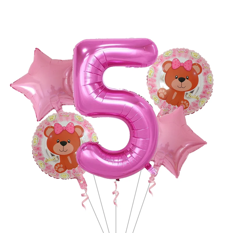 5 5 шт., плюшевый мишка, фольгированный шарик, мультфильмы, дети, мультфильм, 30 дюймов, воздушные шары в форме цифр, украшения для дня рождения, вечерние Игрушки для маленьких мальчиков - Цвет: 5