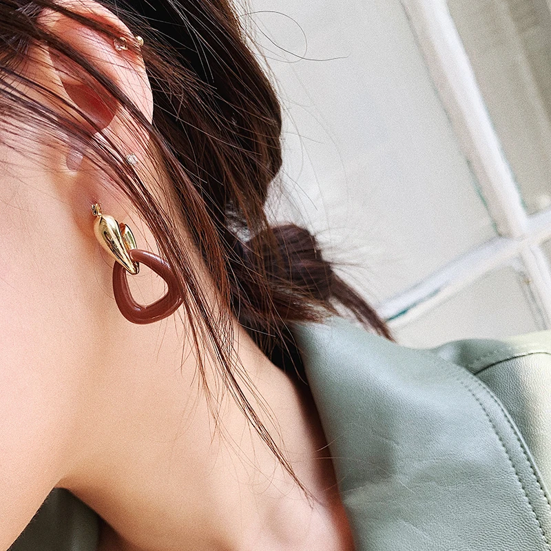 Корейские новые винтажные серьги из серебра 925 шикарные несимметричные