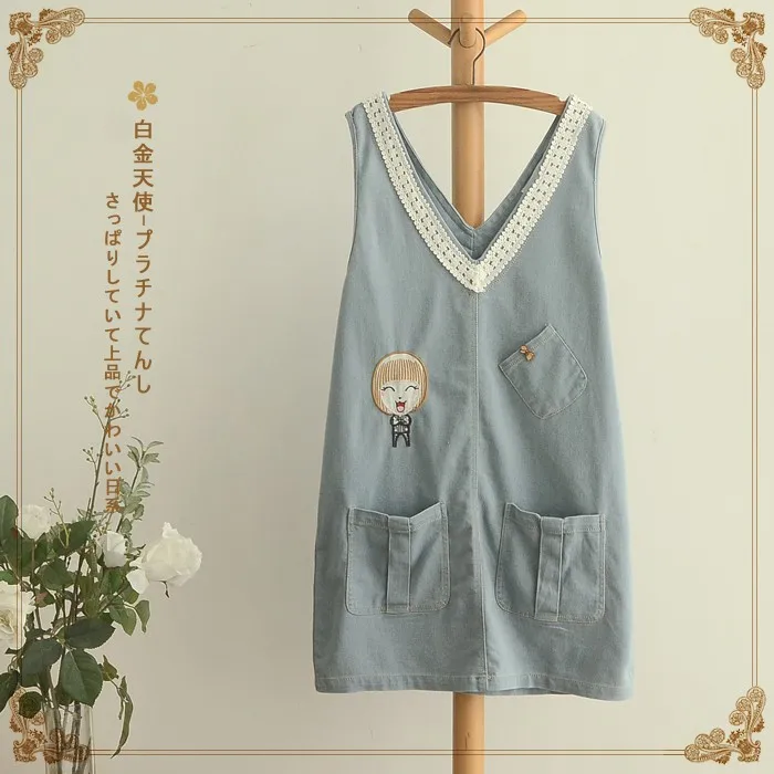 Wynne gadis/милые джинсовые платья без рукавов для девочек японское платье с двойными