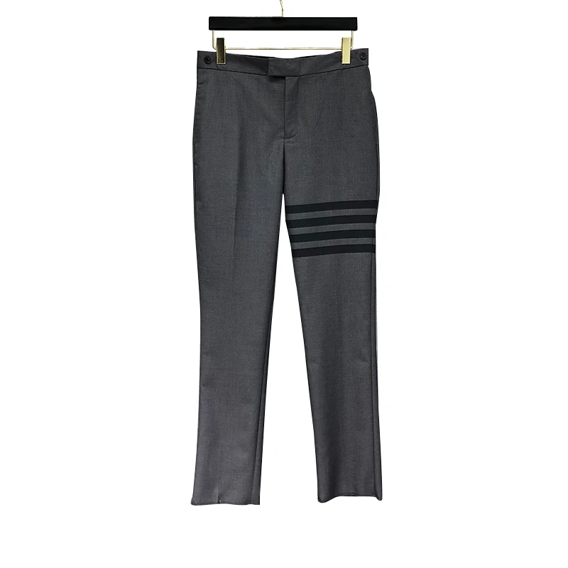 2020 Fashion TB THOM Brand Men Casual Suit Pants Gray Business Striped Spring And Autumn Formal Trousers ins | Мужская одежда