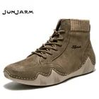 JUNJARMмужские зимние ботинки, модные мужские кожаные ботинки, мужские зимние ботинки осень-зима, повседневные уличные мужские ботильоны, размер 38-46