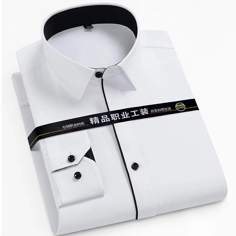 Plus Size 8XL 7XL 6XL 5XL Solid Men Dress Shirt  Long Sleeve  Business Regular-Fit Slim Office Camisa Social Masculina Clothing