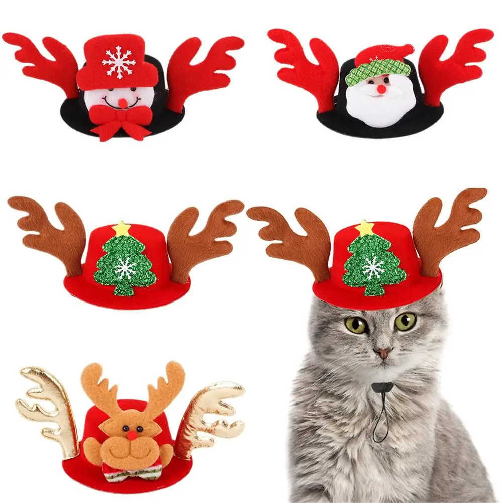 Кошка шляпа для животных Рождественские парики кота собаки домашнего животного