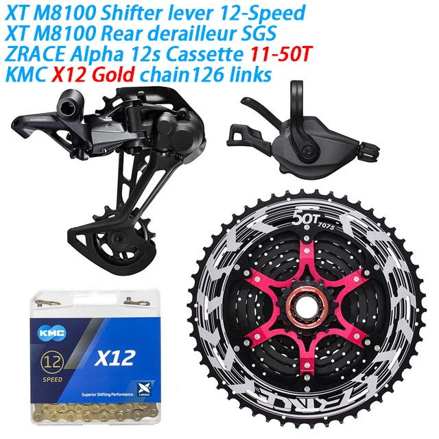 M8100 X12GD 11-50T SHIMANO DEORE XT M8100 12-Скорость указано MTB горный велосипед 12-Скорость 52T SL+ RD+ ZRACE+ X12 M8100 переключения передач задний переключатель двухколесного велосипеда - Цвет: M8100 X12GD 11-50T