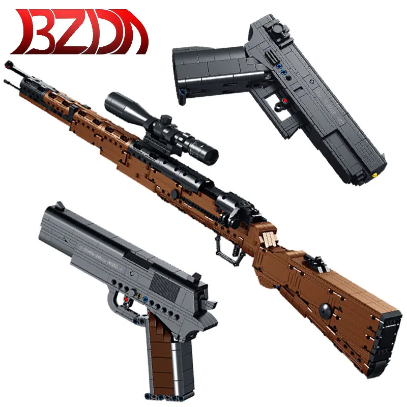 Снайперская винтовка BZDA 98K M1911 автоматический пистолет строительные блоки