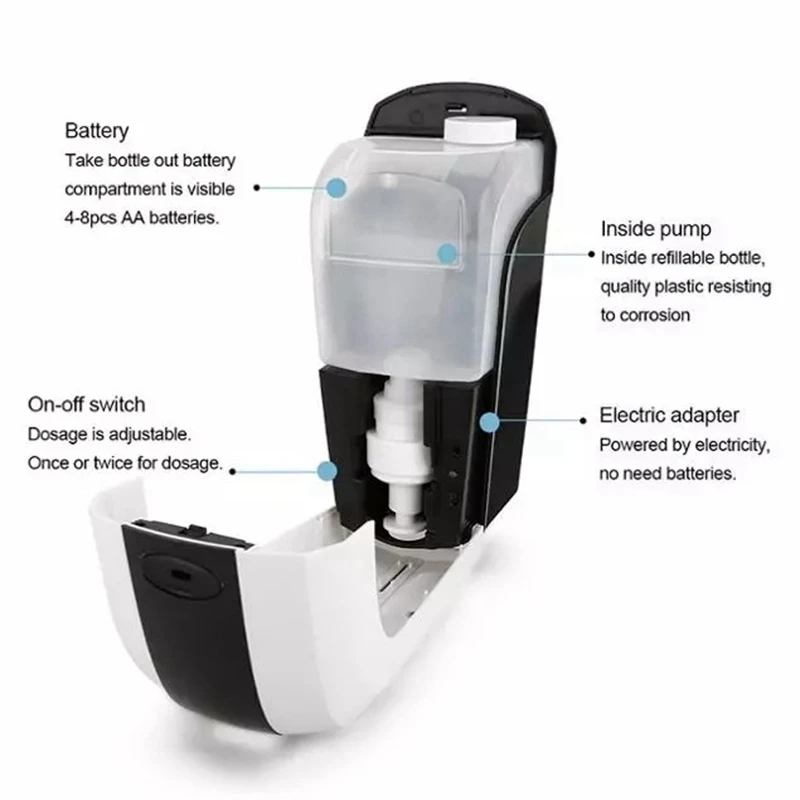 

Liquid Soap Dispenser Touchless Spray Machine Sensor Press Soap Dispenser 1000Ml Soap Dispenser Suitable for Home