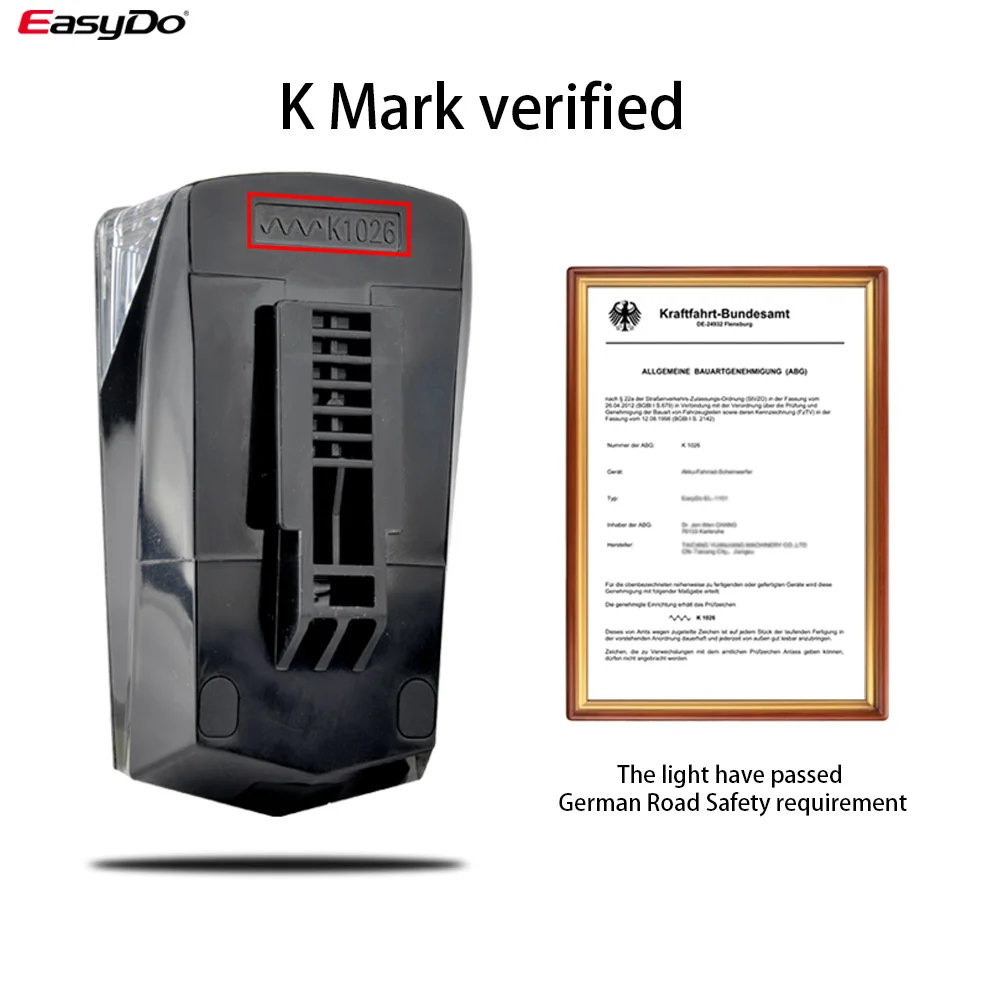 Передняя велосипедная лампа велосипед EasyDo водонепроницаемая светодиодная K Mark
