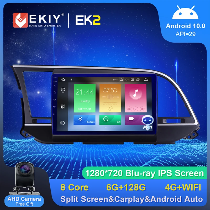 

EKIY Blu-Ray 1280*720P Авторадио для Hyundai Elantra 2019 мультимедийный Стерео GPS-навигатор Carplay Аудио Видео плеер головное устройство