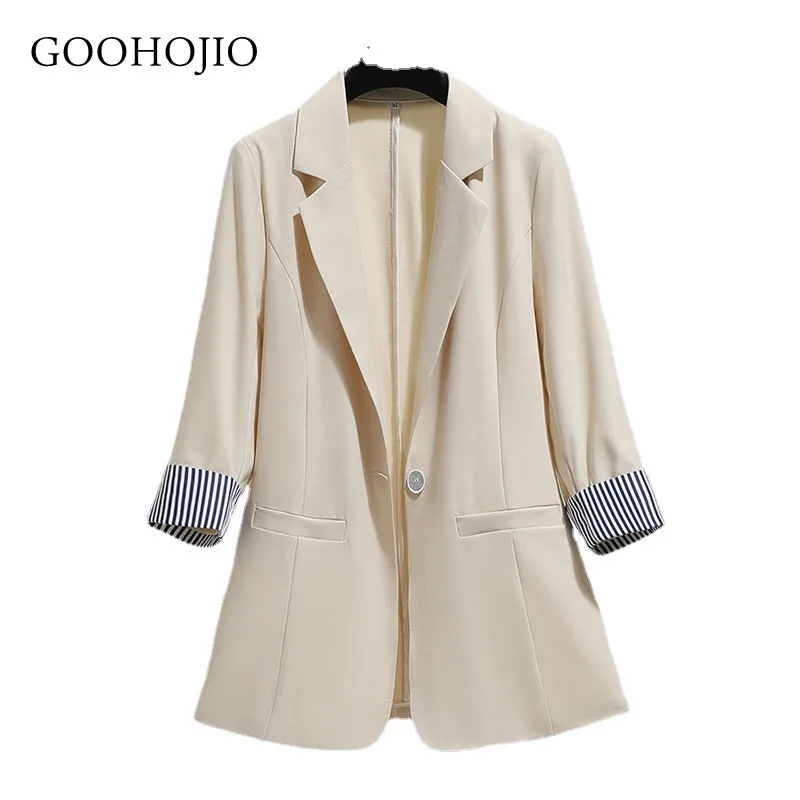 

GOOHOJIO 2021 New Spring Autumn Single-breasted Women Solid Color Clothes Casual Blazers Women Temperament Blazers for Ladies