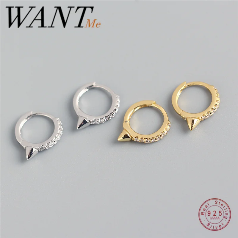Женские вечерние серьги колечки WANTME сережки из серебра 925 пробы с одним коротким