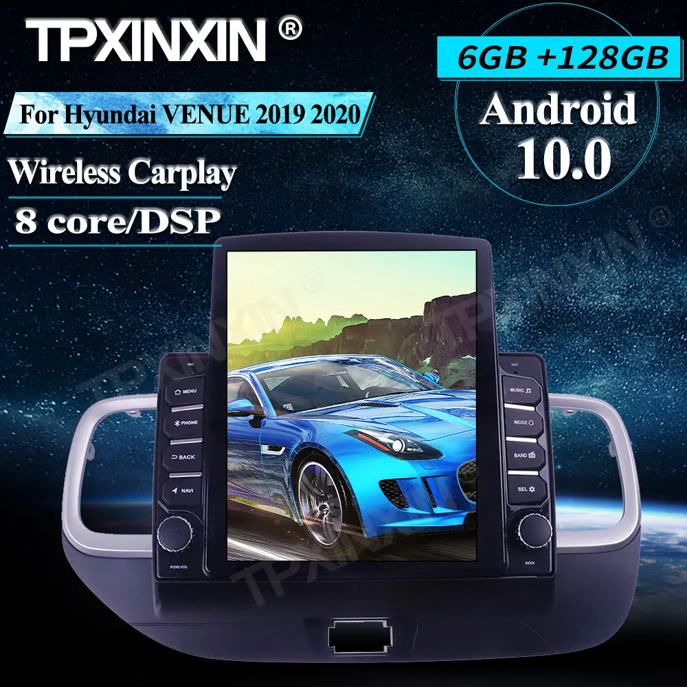 저렴한 128G 테슬라 스타일 현대 장소 2019 + 자동차 멀티미디어 플레이어 안드로이드 무선 카플레이 스테레오 수신기 라디오 자동차 GPS 네비게이션