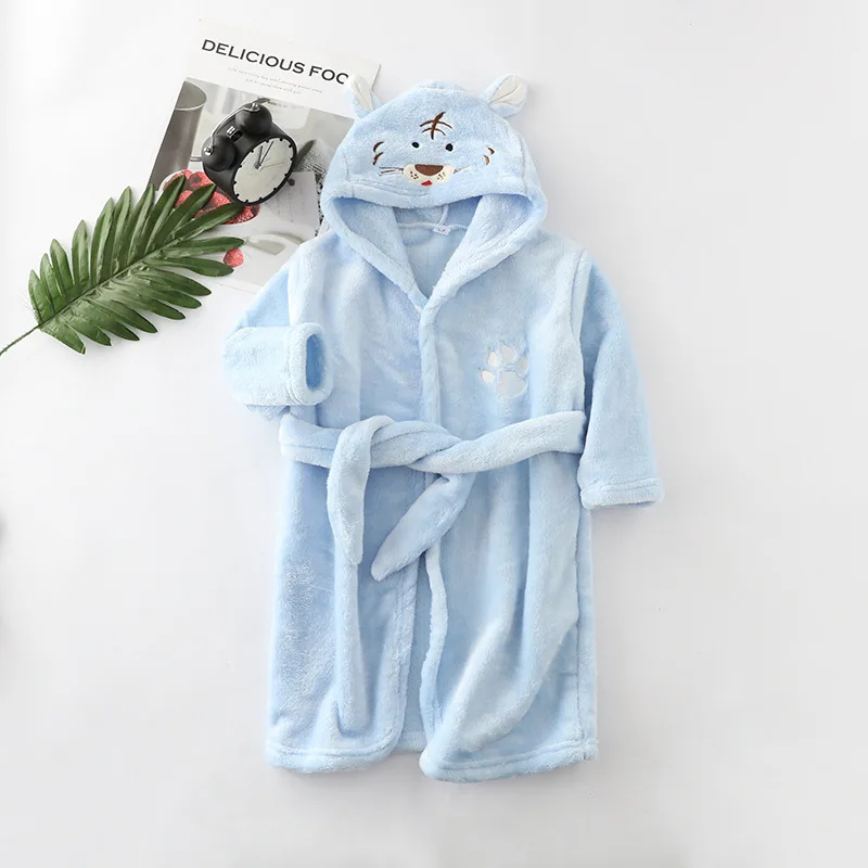 Bata de dormir suave para ni&ntilde;as, pijamas c&aacute;lidos de franela de invierno, albornoz de dibujos animados para ni&ntilde;os, camis&oacute;n confortable, pijama infantil-3