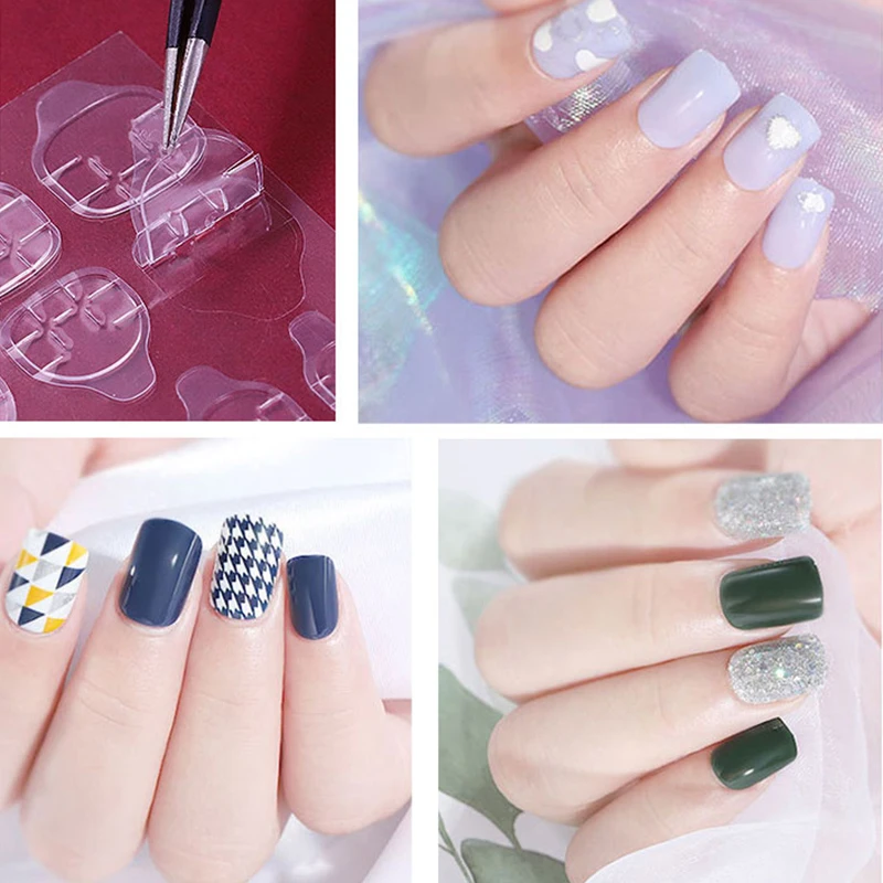 24 шт. Красота DIY Желе Двусторонняя лента накладные ногти Советы экологически