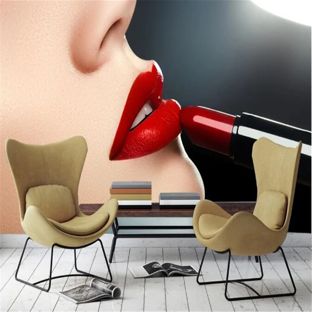 

milofi factory custom wallpaper mural 3D modern art sexy red lips close-up background wallpaper mural