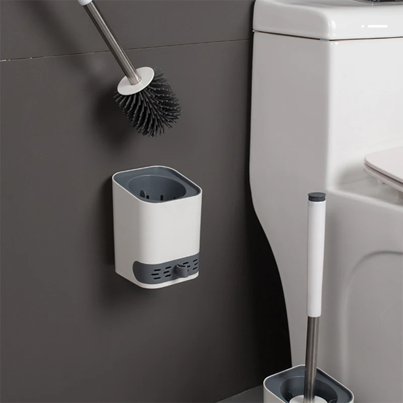 tpr silicone toilet brush wall mounted deep cleaning corner brush bathroom brushes durable home cleaner modern wc accessories free global shipping