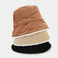 autumn winter new bucket hat corduroy plush cap panama caps streetwear fishermans hat outdoor unisex keep warm hats for women