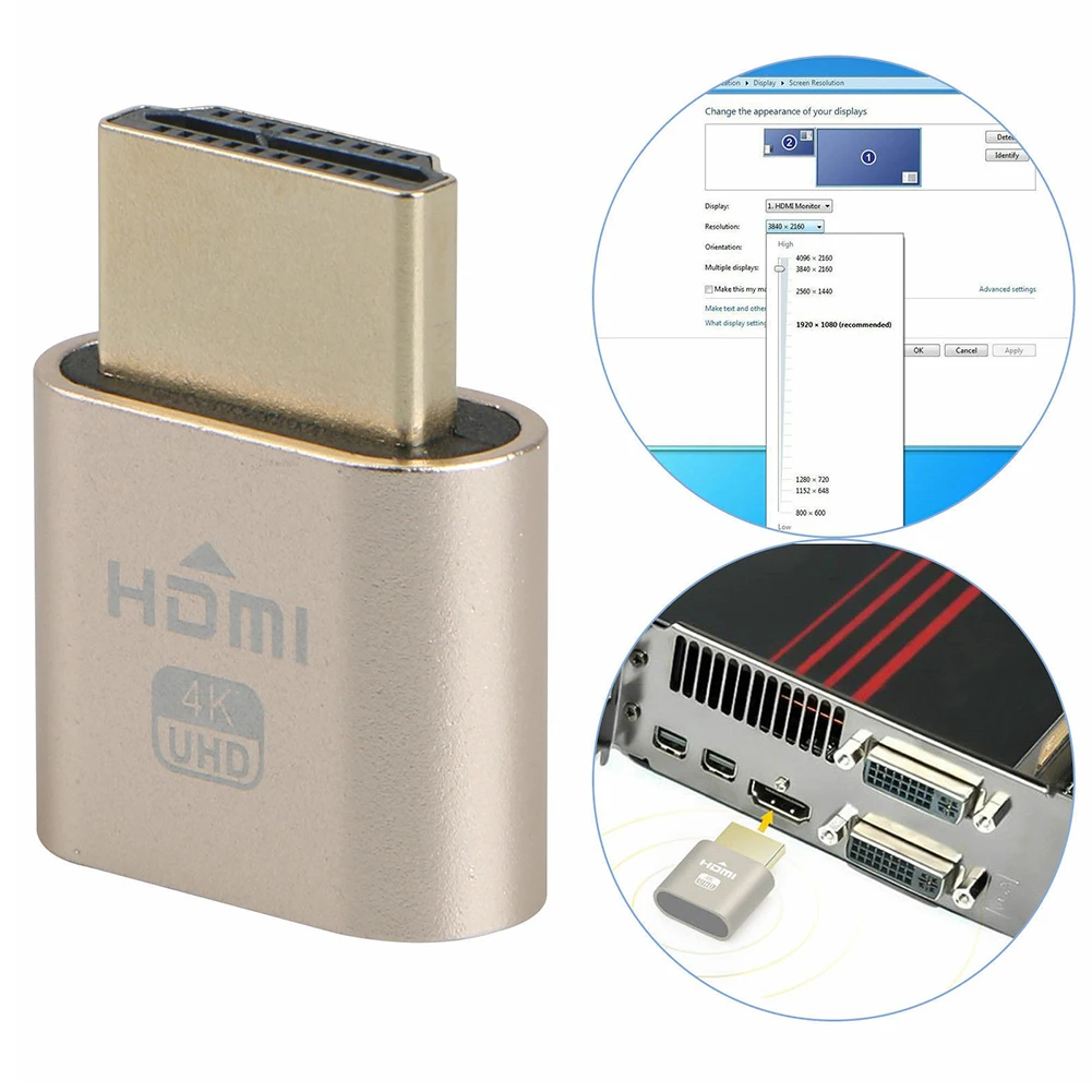 Поддельный Безголовый разъем пустышка вилка небольшой блок пластина 1920x1080 4K HDMI