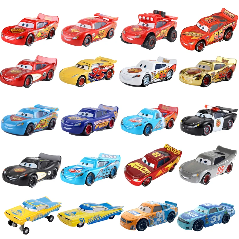 Disney Pixar Lightning McQueen Mater Jackson Storm Ramirez Chick Hicks King Champion Sarge 1:55 Metal Cars 2 3 Toy Boy Kids Gift