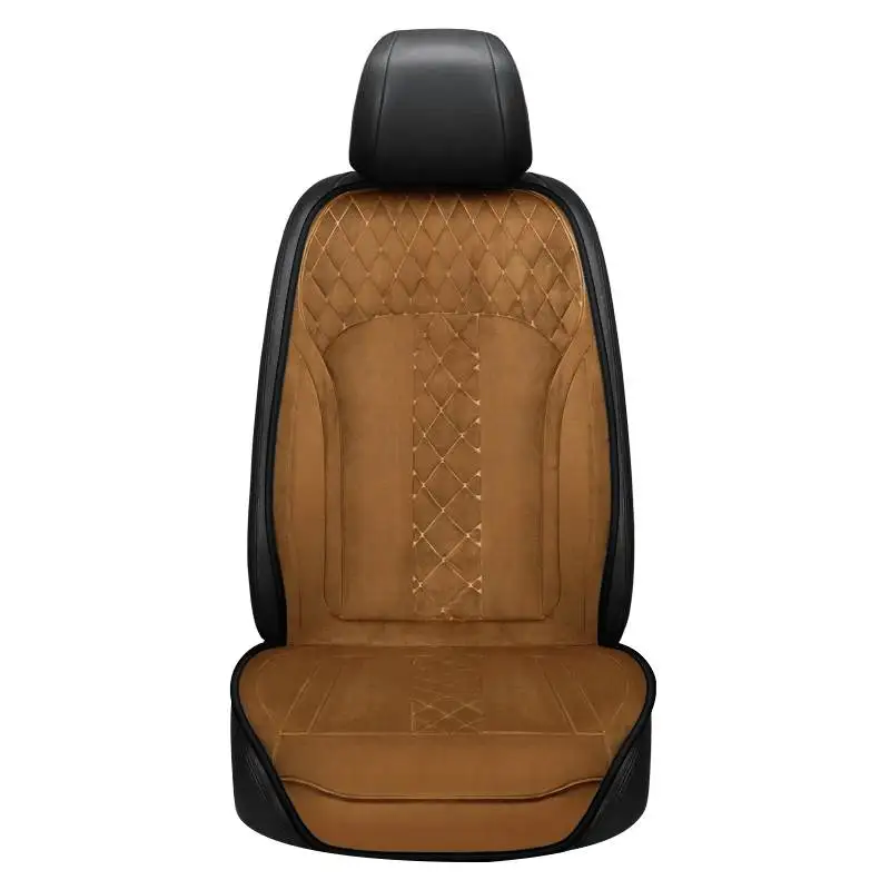 Brown 1 Pcs Автомобильная нагревательная Подушка зимняя плюшевая цельная Удобная теплая Автомобильная электромассажер на Автокресло Подушка 12 В автомобильная универсальная накидка на сидение с подогревом - Название цвета: Brown 1 Pcs