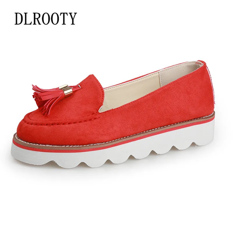 

Women Flats Shoes Fringe Loafers Casual Summer Breathable Fashion Outdoor Shallow Round Toe Platform Plus Size 35-43