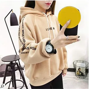 Женский Повседневный пуловер с капюшоном с длинным рукавом и буквенным принтом, свободная утолщенная блузка, толстовка с капюшоном