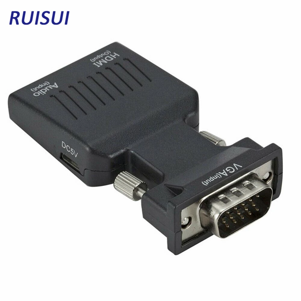 Адаптер VGA-HDMI-совместимый с аудио/1080p видеовыходом преобразователь VGA в HDMI-Co