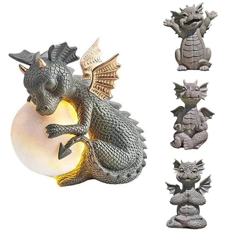 

Garden Dragon Meditated Statue Collecting 18Cm Resin Ornament Outdoor Yard Decoration