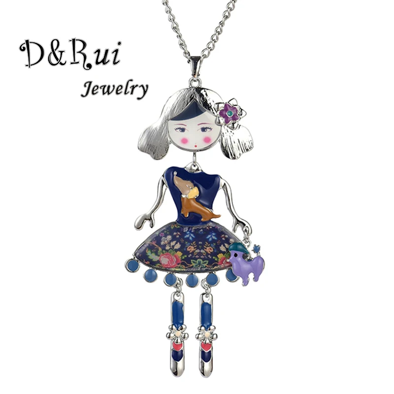 Женское Винтажное колье с длинной цепочкой элегантное серебряного цвета кулоном