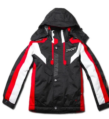 black jackets Лыжные комплекты для мальчиков и девочек, зимняя водонепроницаемая ветрозащитная детская Лыжная куртка, Детские уличные теплые спортивные костюмы с капюшоном для сноуборда - Цвет: black jackets