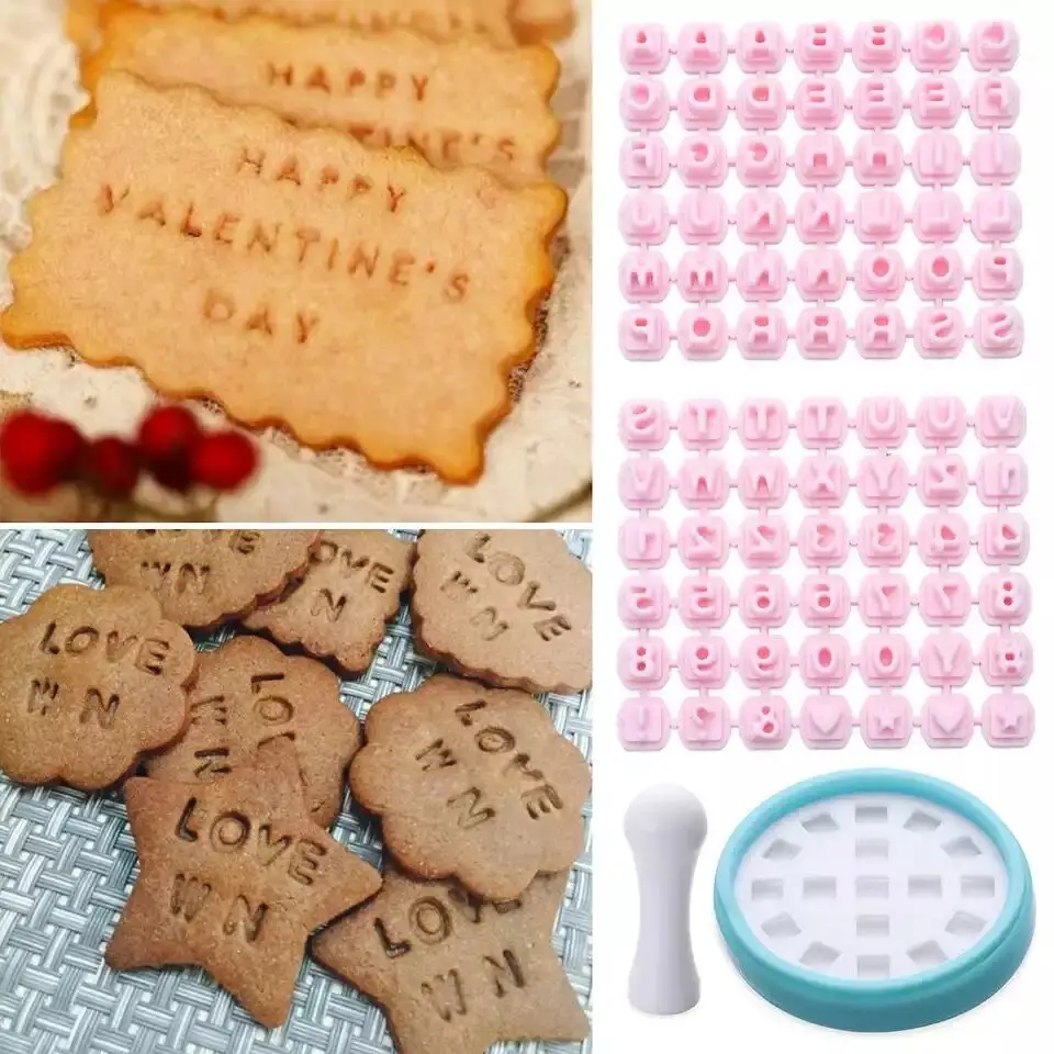 Пластиковые алфавитные цифры 84 шт. символы для печенья ножи тортов штамп сделай