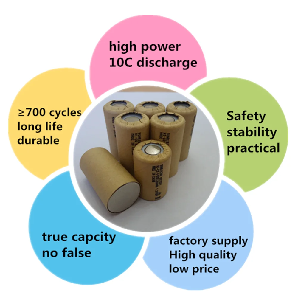 Реальная емкость 2 шт 1 V Ni-CD SC1500mAh аккумуляторы высокой мощности 10C с вкладками