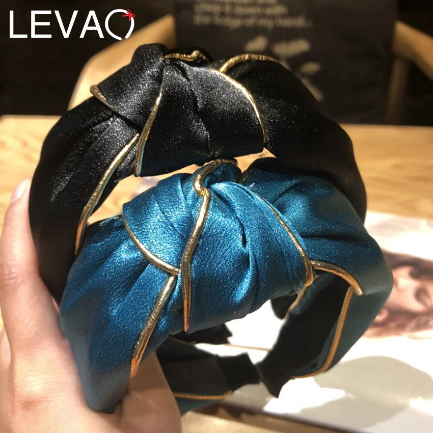 Levao головная повязка, аксессуары для волос для женщин широкоугольная головная повязка лента для волос сплошной цвет Атлас связанные в узел волосы обруч ободок женский головной Убор
