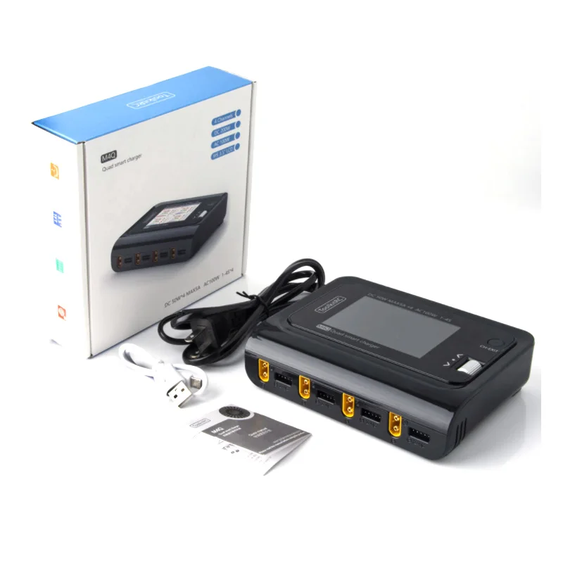 

ToolkitRC M4Q 4x50w 5A 1-4S AC 100W 4 Ports XT60 XT30 DC Smart Charger 32 Bit ARM IPS Bright Clear Wide Angle Display for RC FPV