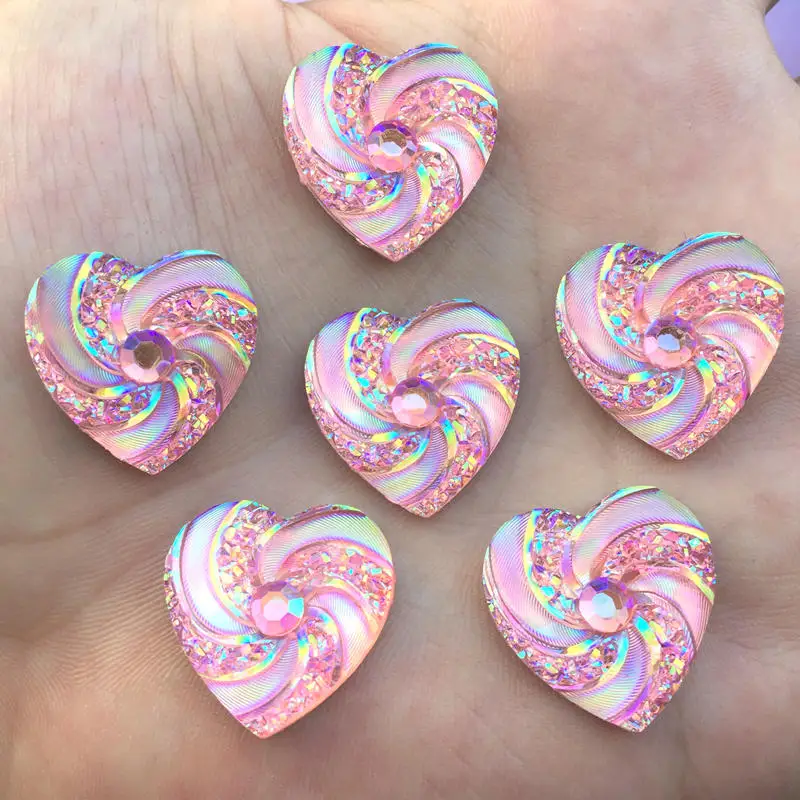 Пуговицы Стразы с блестящими сердечками 100 шт. 20 мм Кристаллы из смолы стразы