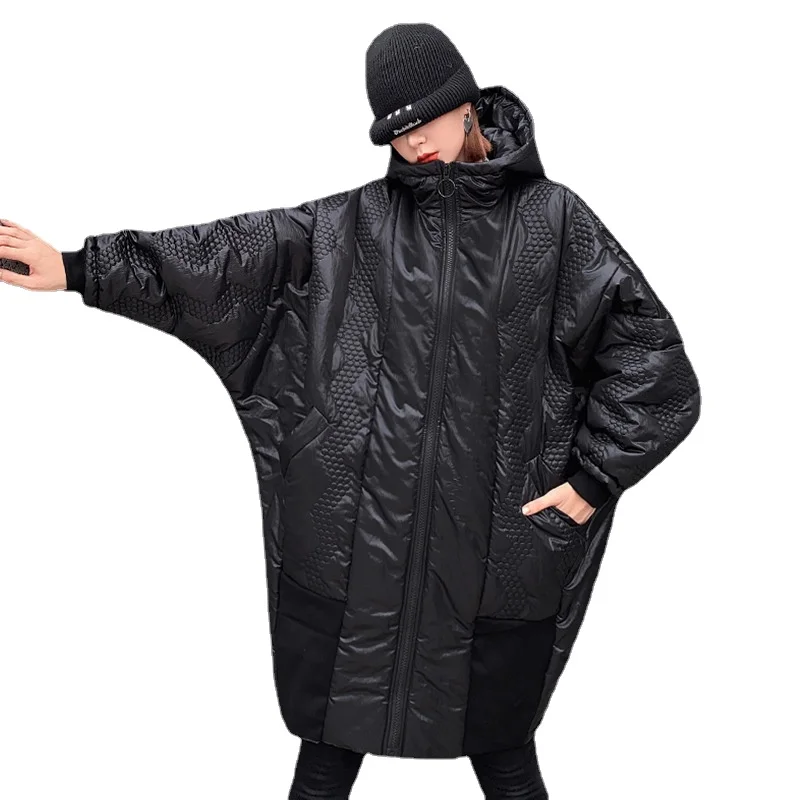 

Женская длинная парка большого размера с капюшоном и хлопковой подкладкой, Женское пальто свободного кроя с длинным рукавом, модная новинк...