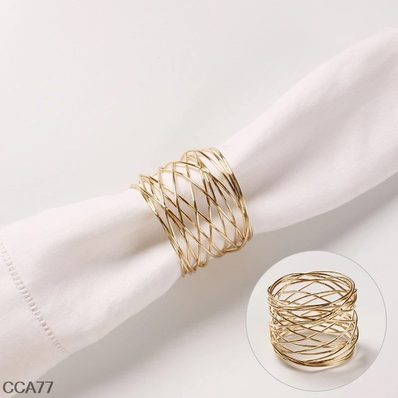 

Wide Round Gold Napkin Rings Metal Cross Hollow Sliver Napkin Holder for Table