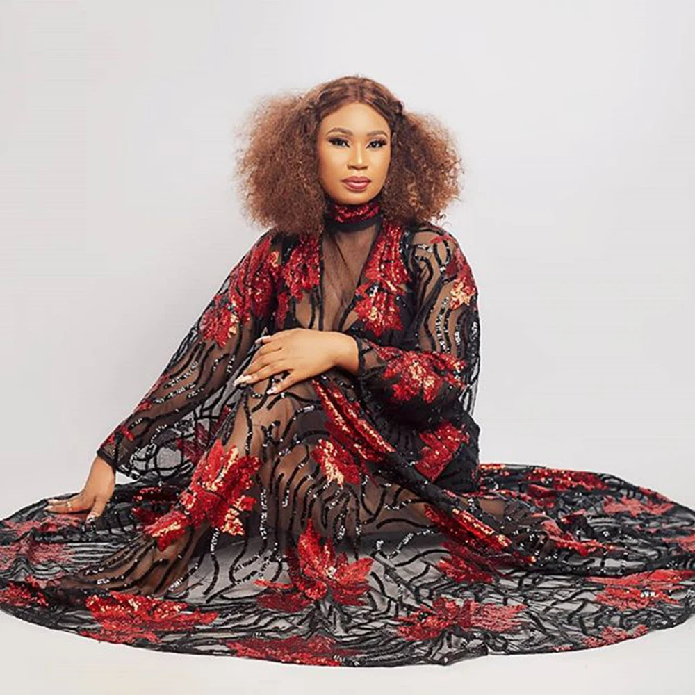 

African Fashion Maxi Dresses For Women High Quality Ladies Clothes Long Sleeve Abaya Turkey Pattern Print Party Lace Vestidos