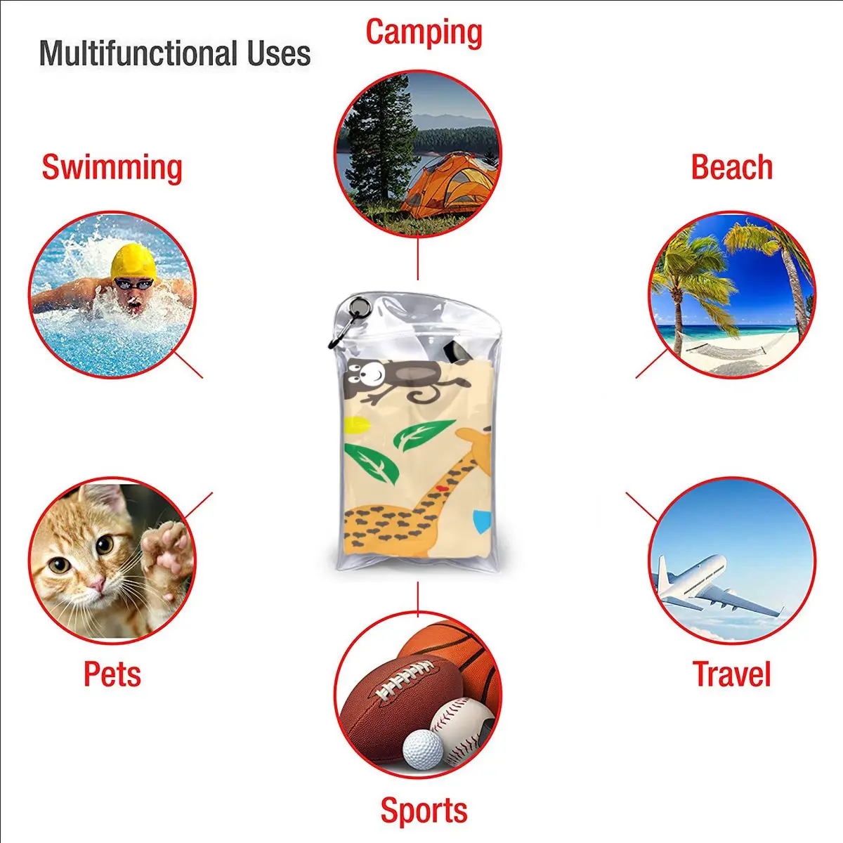 

Ultralight Compact Quick Drying Towel Animals Microfiber Camping Hiking Hand Face Towel Outdoor Travel Kits