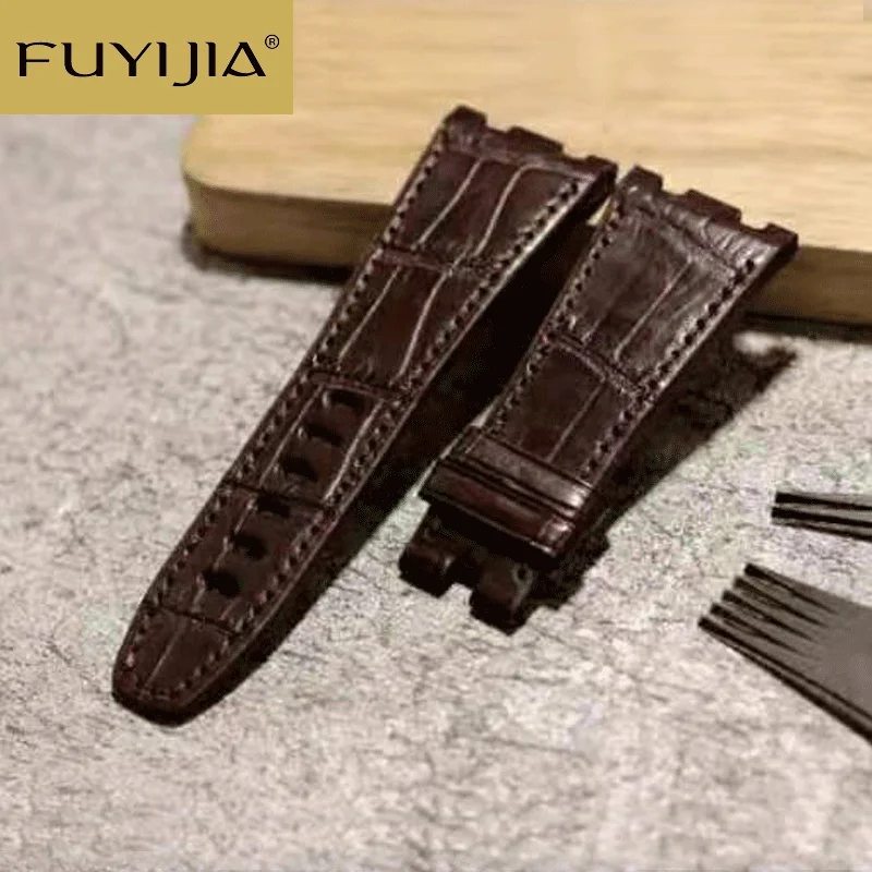 

Luxury Crocodile Skin Watch Band 26MM 28MM Custom ROYAL-OAK OFFSHORE Strap Handmade Alligator Watchbands Genuine Leather Belt