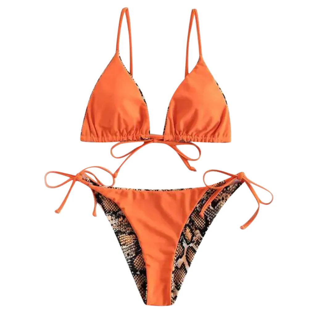 Купальник-бикини женский со змеиным принтом и эффектом пуш-ап |