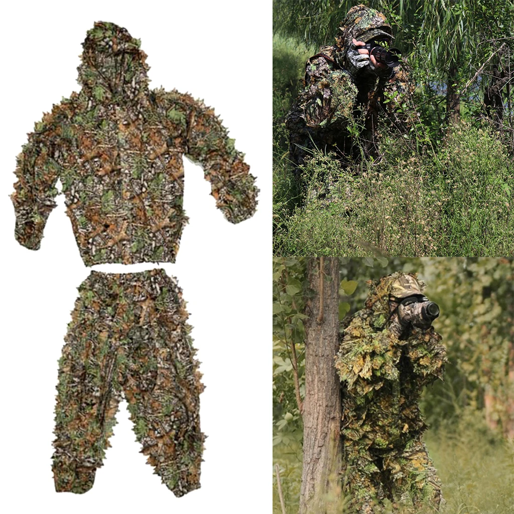 Уличные камуфляжные костюмы Ghillie 3D листья леса камуфляжная одежда армейская |