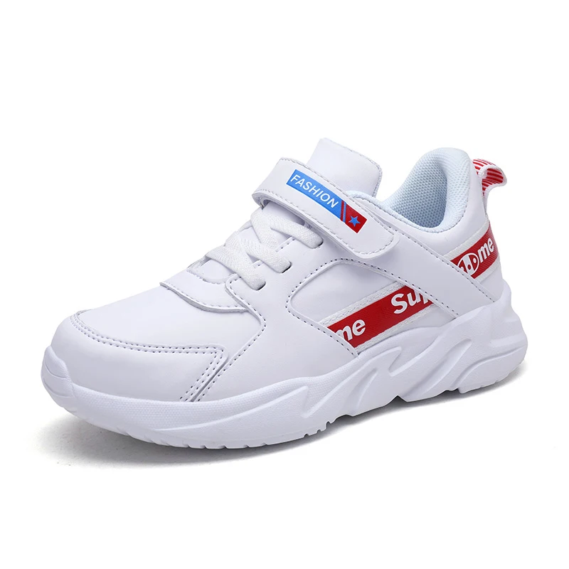 White Autumn and winter leather sneakers cheap boys shoes casual shoes - Цвет: White