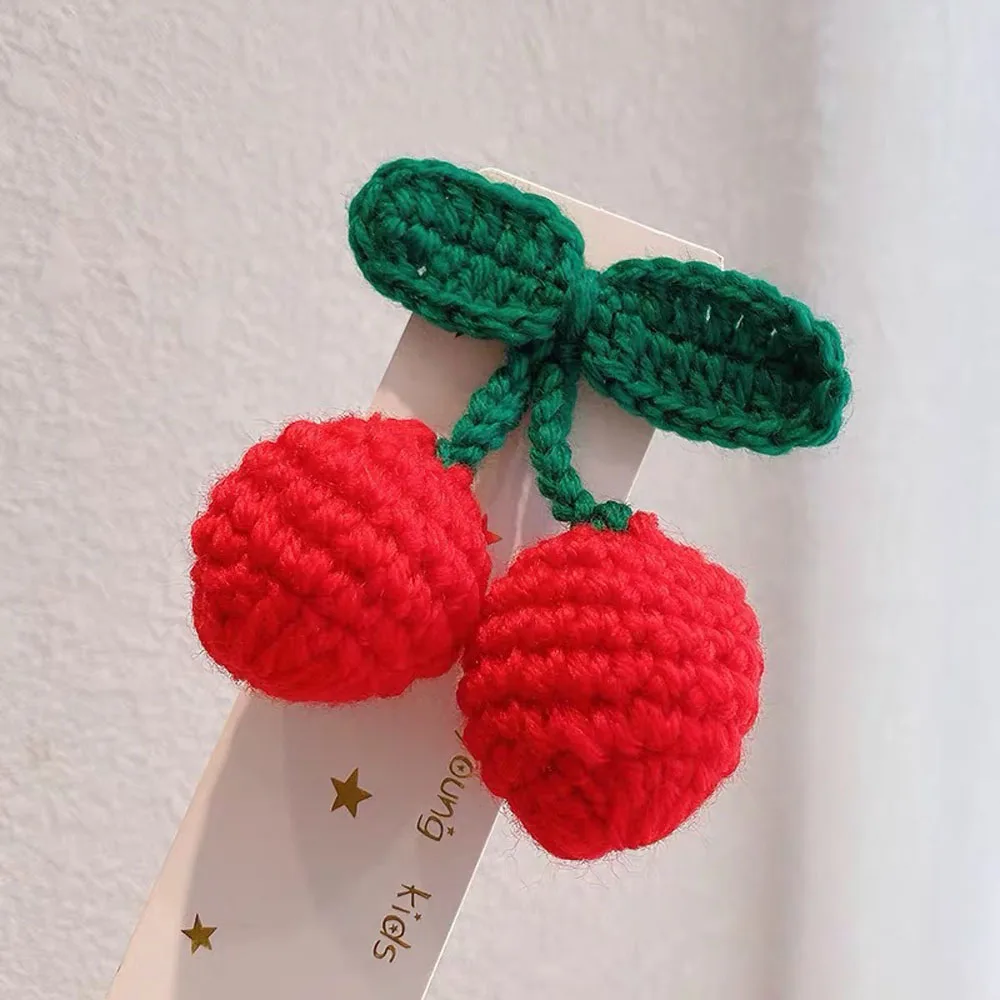 Horquillas de adorno de felpa para ni&ntilde;a, horquillas de punto de cereza, pinzas para el pelo de colores para fiesta, pasadores adorables, accesorios para el cabello para ni&ntilde;a, 1 ud.-5