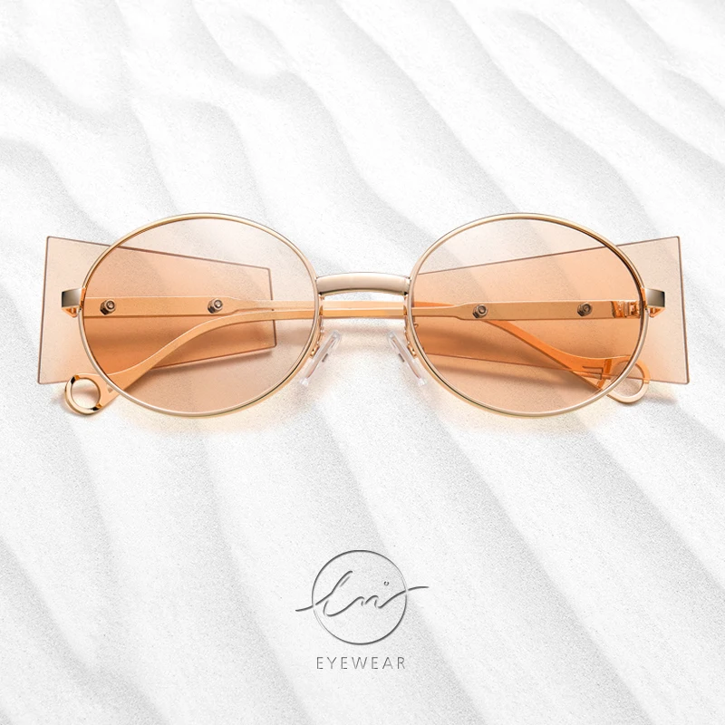 

LM Vintage Oval Sunglasses Women 2021 Luxury Steampunk Sun Glasses For Men Eyewear Fashion Trend Frames Clear Lens Shades UV400