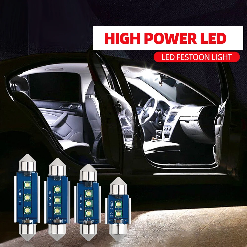 2 шт. C5W C10W Светодиодный лампочки Canbus Festoon 31MM 36 мм/39 мм/41 мм 3030 чип без ошибок