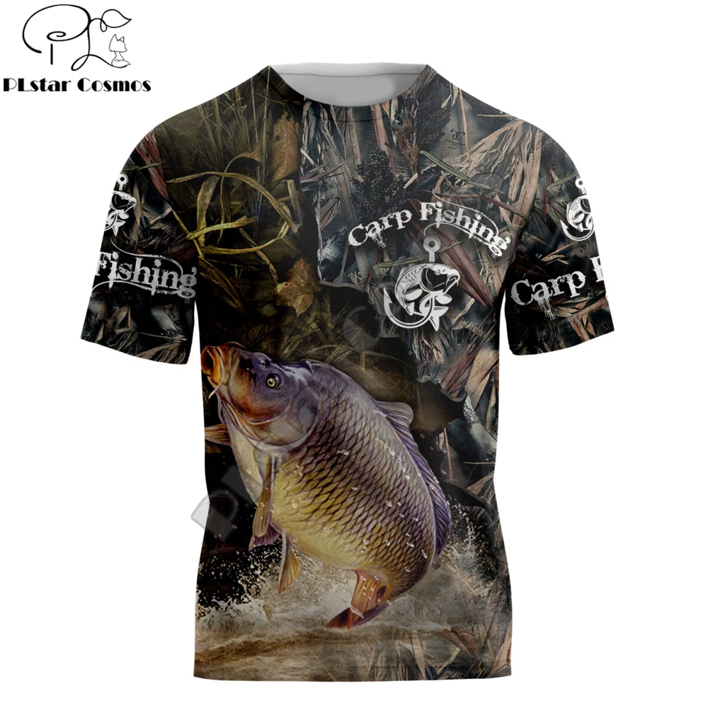 Летняя крутая хипстерская Мужская футболка с красивым рисунком карпа и рыбалки 3D