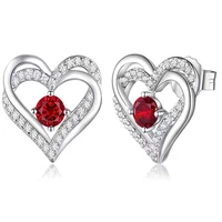 exquisite luxurious high quality lady double heart ear studs micro inlay gemstone earrings for women wedding engagement jewelry