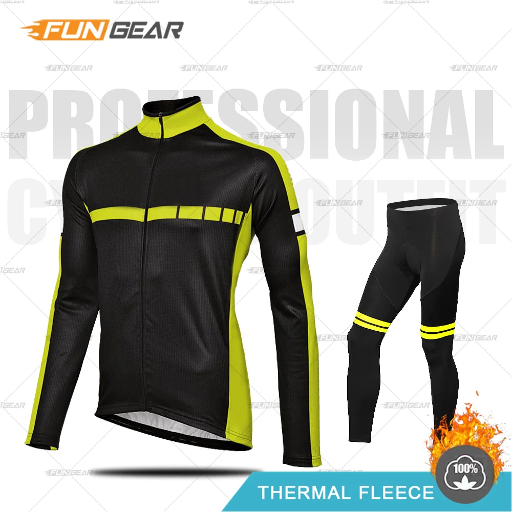 NORMAL SET Зимняя одежда для велоспорта, теплая одежда, Ropa Ciclismo Invierno, комплект из джерси с длинными рукавами для верховой езды, теплая флисовая форма, комплект со штанами - Цвет: NORMAL SET