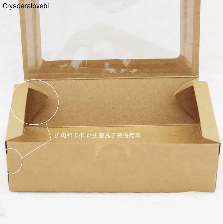 

20PCS 18x12x5cm Brown Kraft Paper Box With Window Christmas Gift Box Packaging Cookie Macaron Box Candy Wedding Gifts For Guests